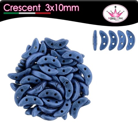 5gr CRESCENT BEADS perline conteria Metallic suede blue